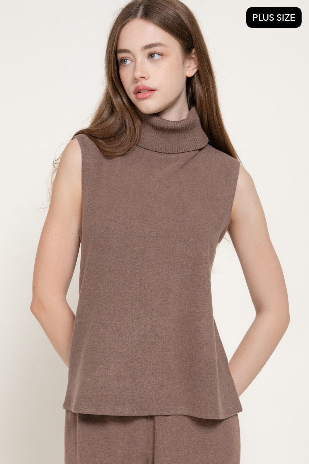 Sleeveless Turtle Neck Soft Knit Top
