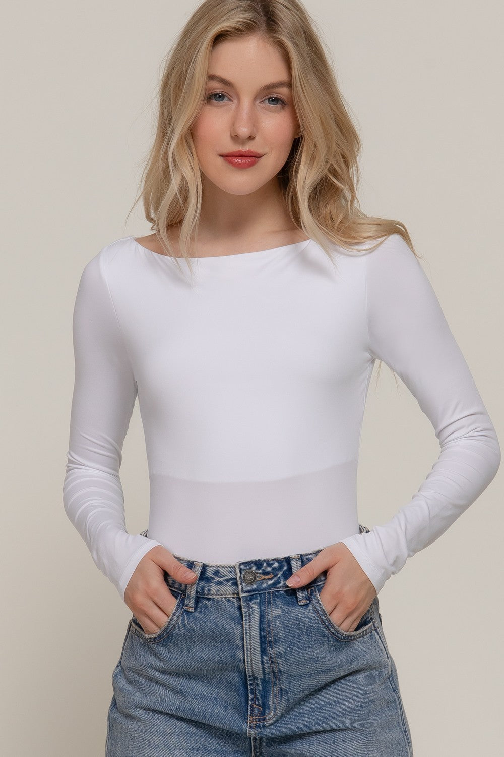 Long Sleeve Boat Neck Bodysuit