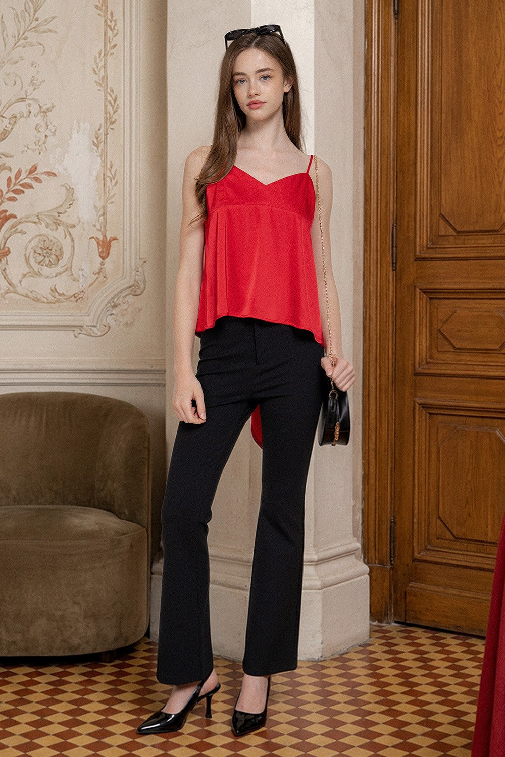 Back Closure V-neck Satin Camisole