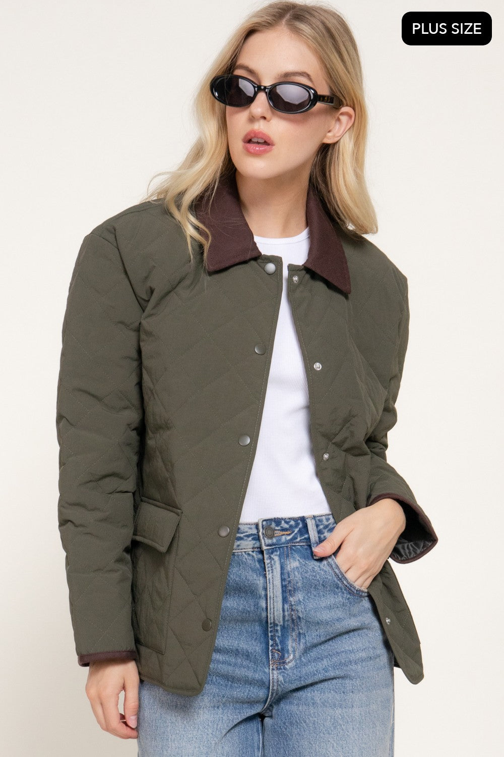 Lapel Collar Quilted Puffer Work Jacket