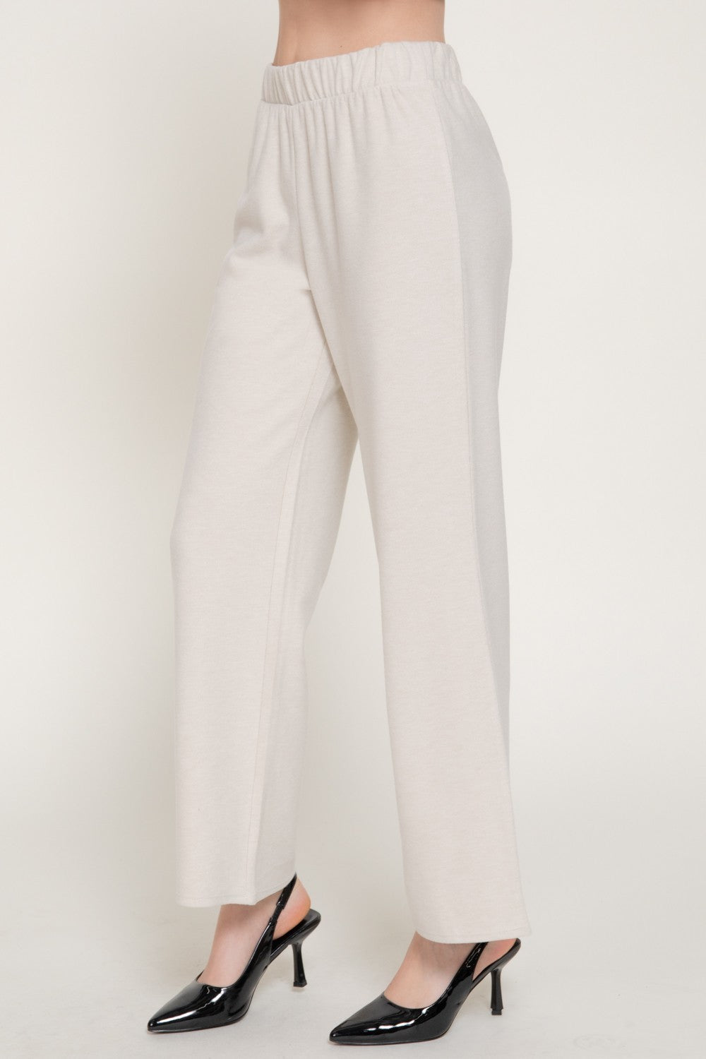 Elastic Waist Soft Knit Long Pants
