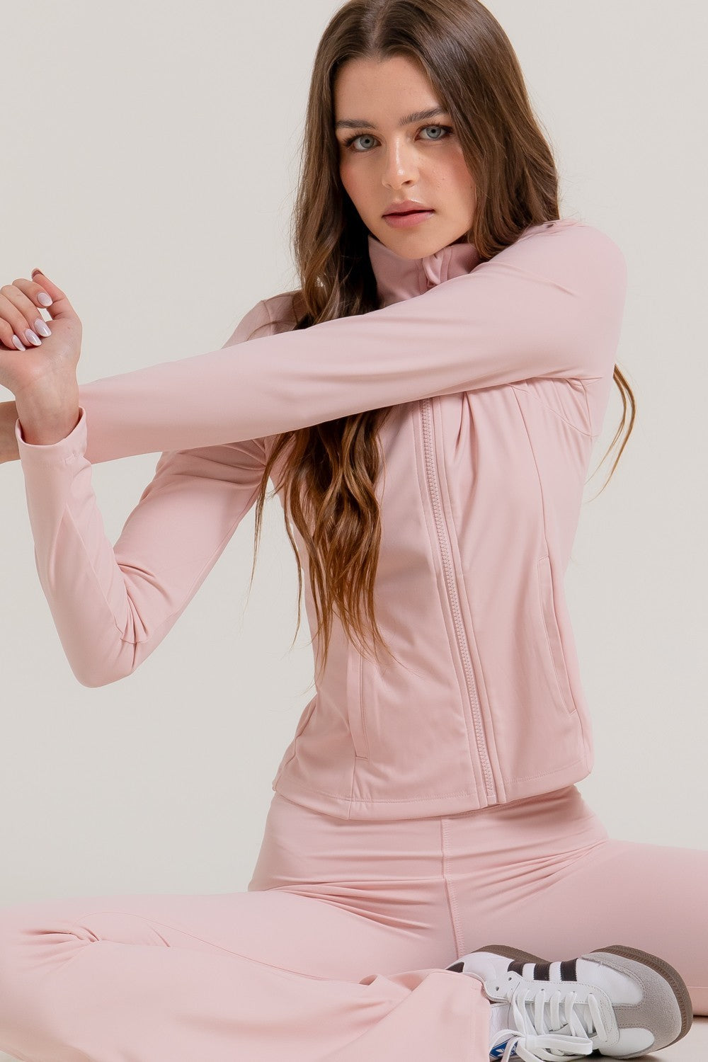Long Slv Mock Neck Workout Jacket