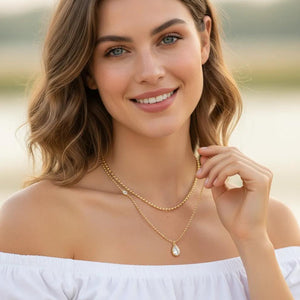 Pear Drop Bead Layer Necklace