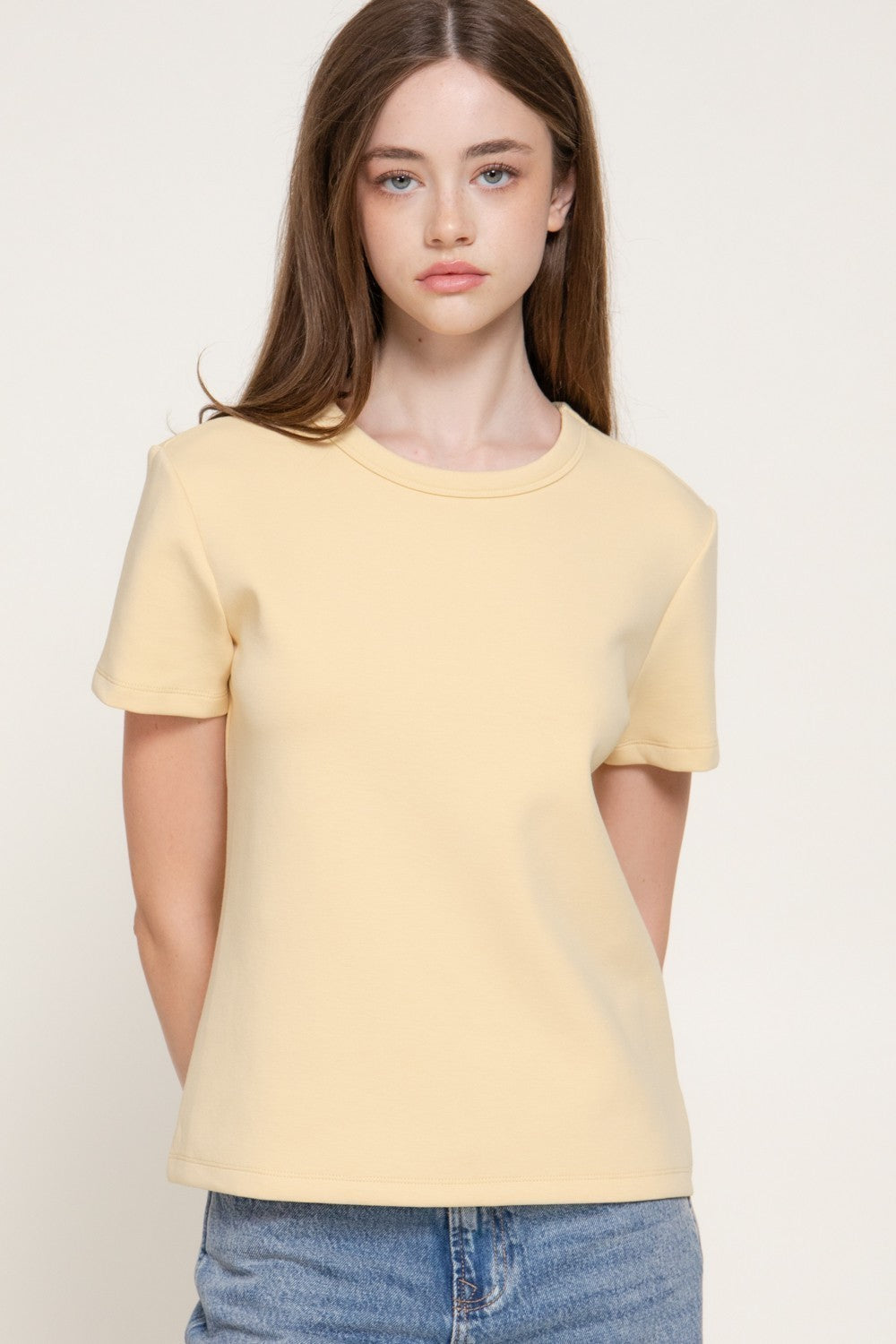 Short Sleeve Round Neck Soft Knit Top