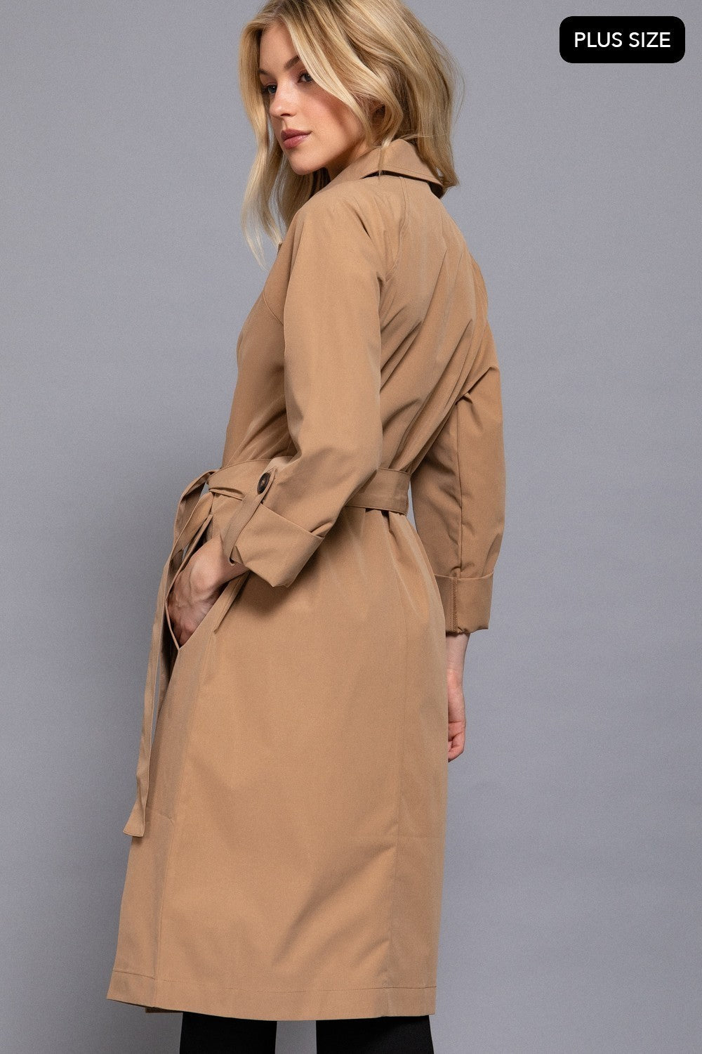 Long Slv Belted Trench Coat