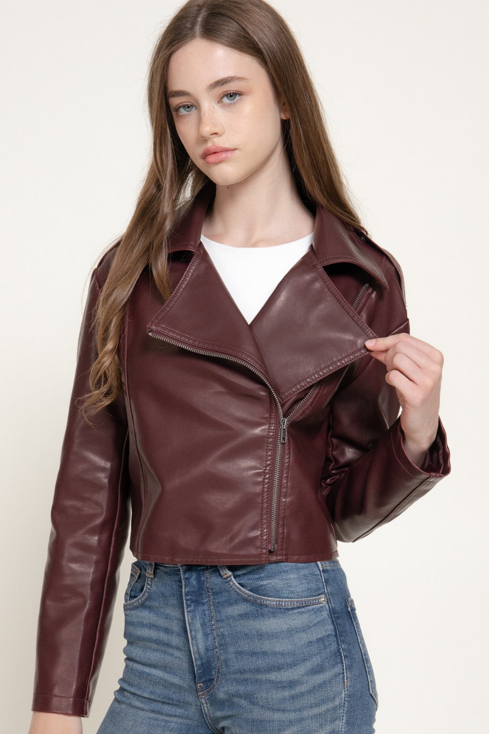Vintage Wash Faux Leather Motor Jacket