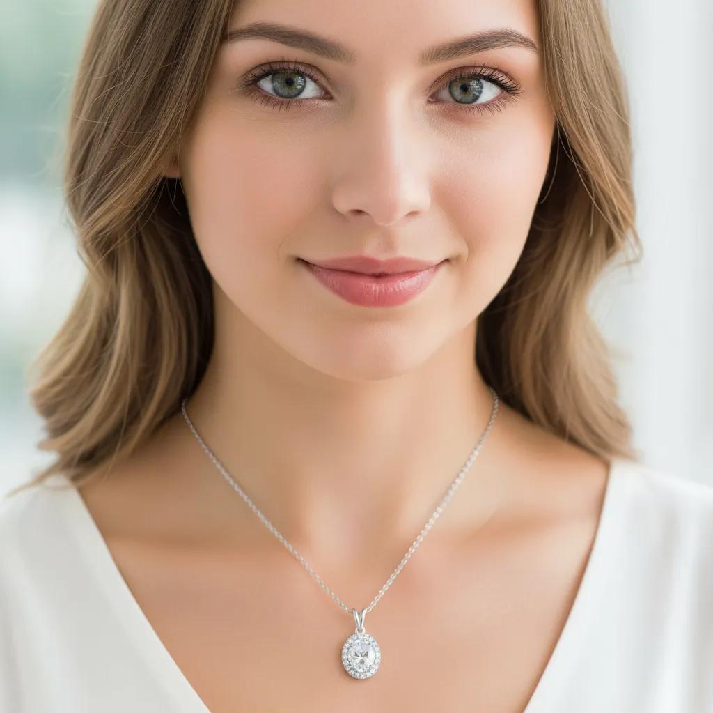 Oval Halo Whisper Necklace Stella Harte