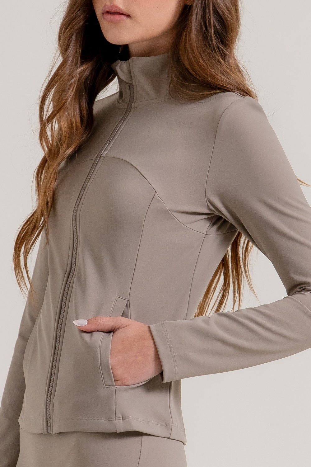 Long Slv Mock Neck Workout Jacket
