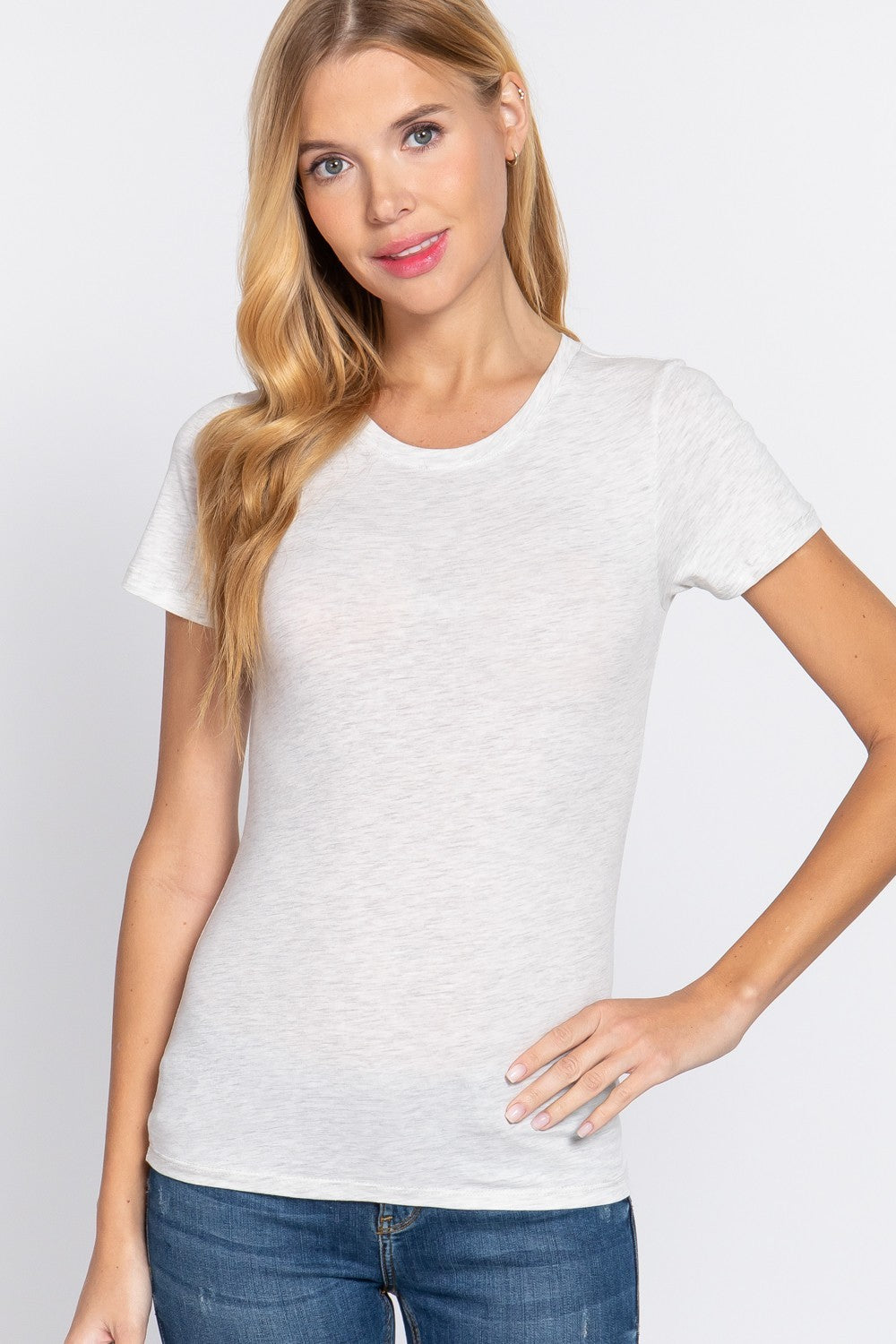 Short Slv Crew Neck Cotton Jersey Top