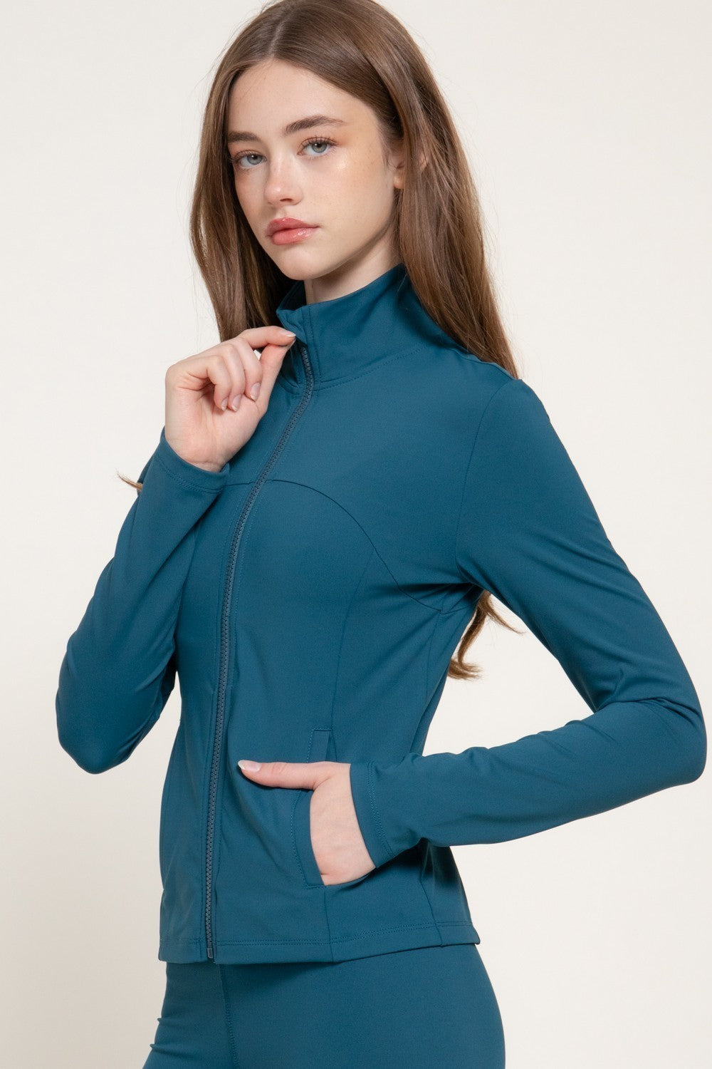 Long Slv Mock Neck Workout Jacket