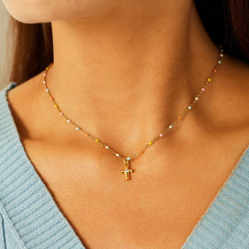 Rainbow Bliss Cross Necklace Stella Harte