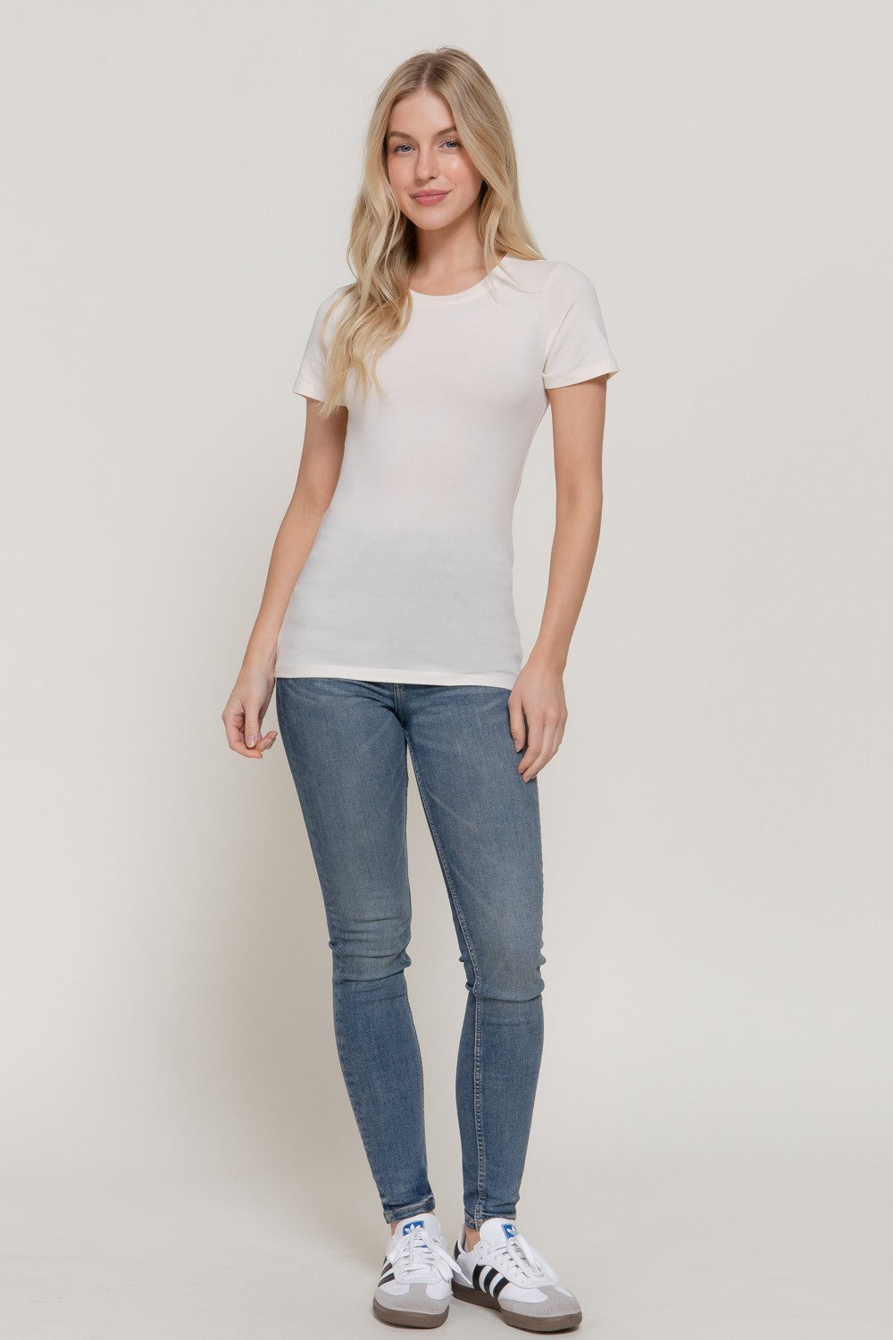 Short Slv Crew Neck Cotton Jersey Top