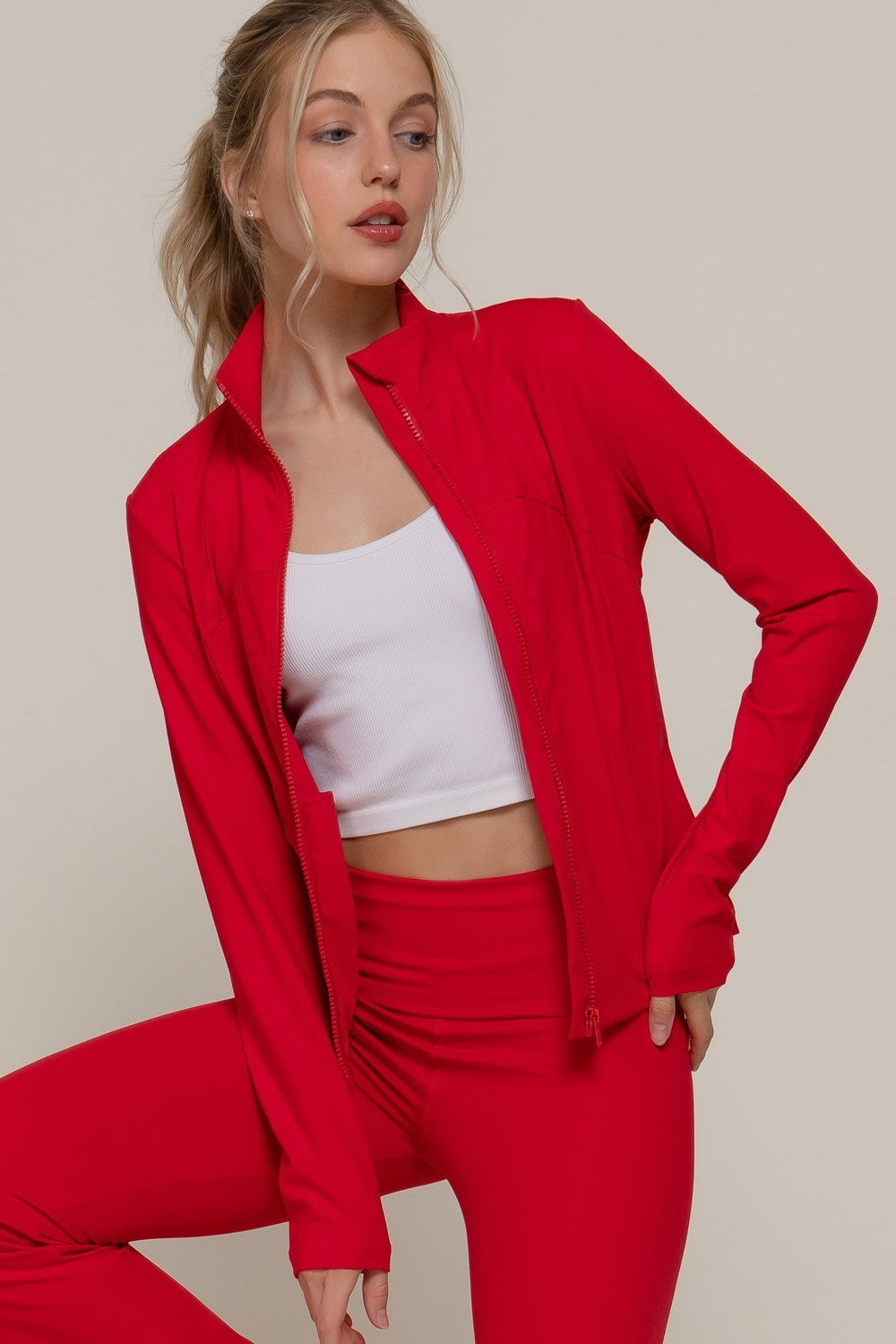 Long Slv Mock Neck Workout Jacket