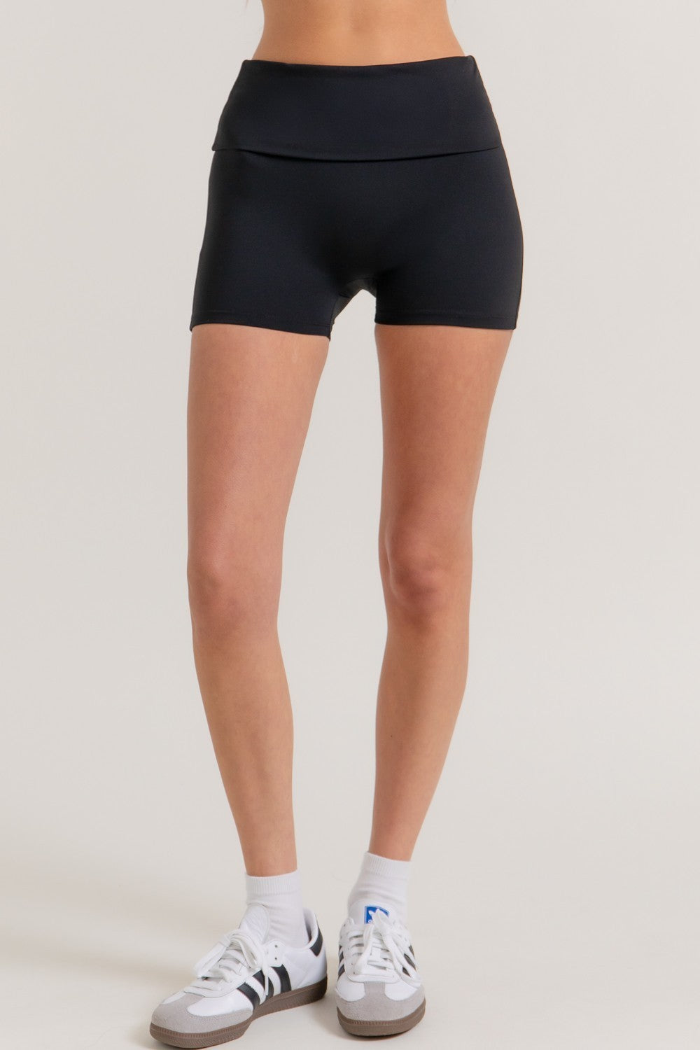Waist Fold-over Active Bike Shorts