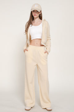 Studded Hoodie & Pants Inner Fleece Terry Set