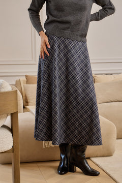 Tartan A-Line Midi Skirt
