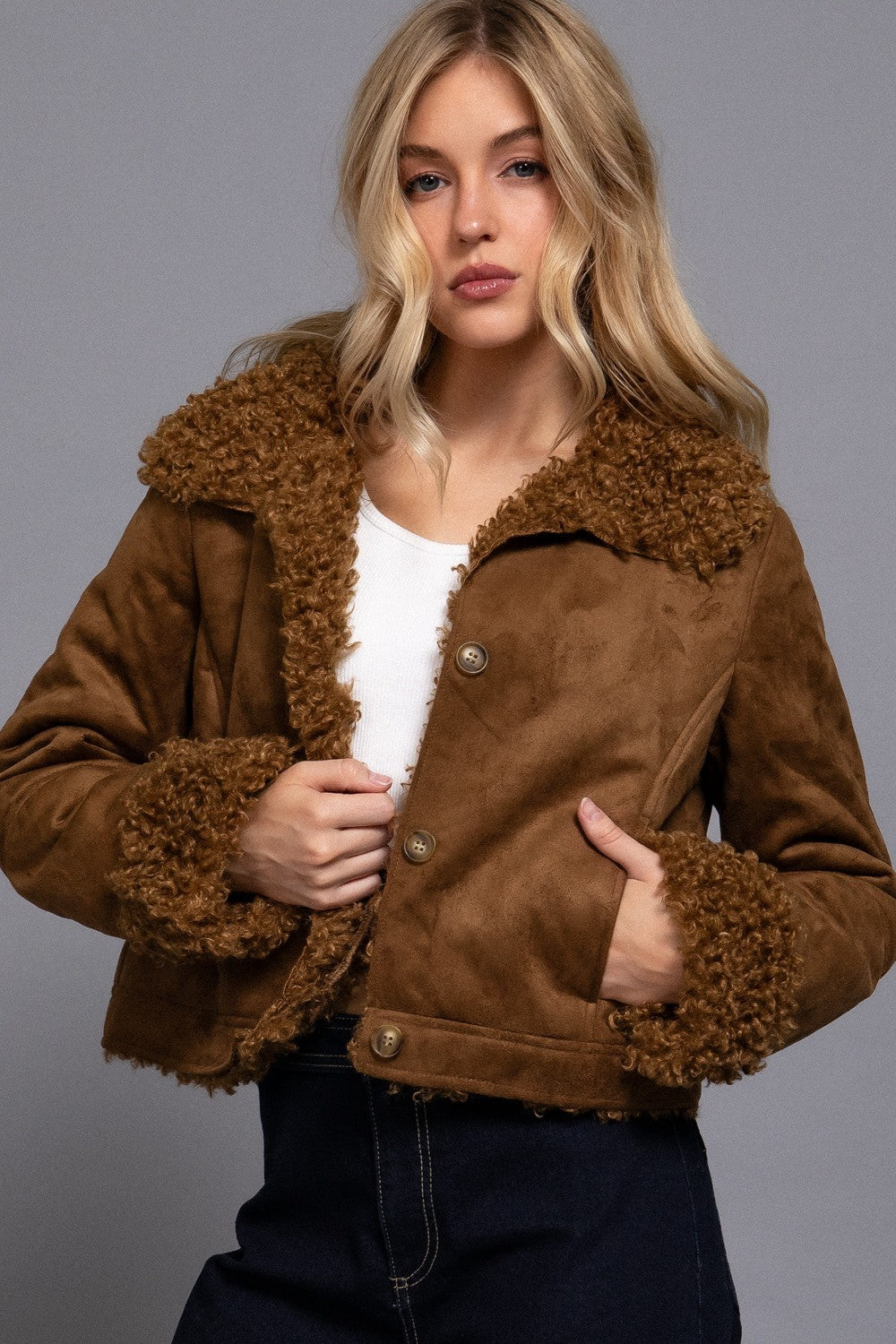 Inside Fur Suede Short Jacket