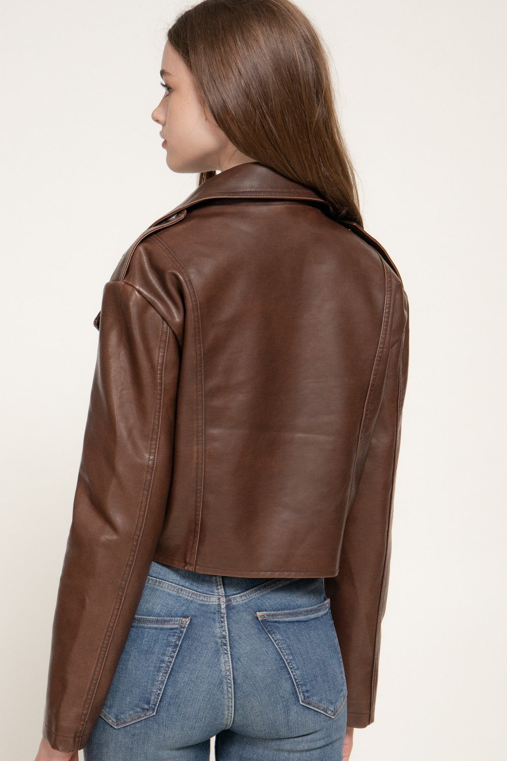 Vintage Wash Faux Leather Motor Jacket