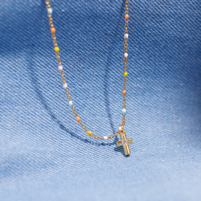 Rainbow Bliss Cross Necklace Stella Harte