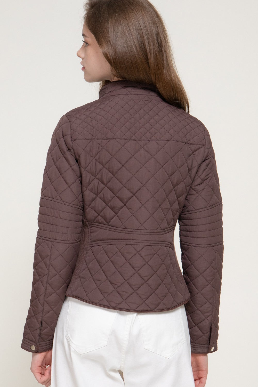 Suede Piping Rib Quilted Padding Jacket