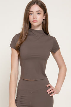 Short Slv High Neck Workout Top