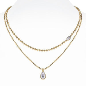 Pear Drop Bead Layer Necklace