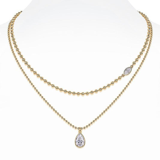 Pear Drop Bead Layer Necklace
