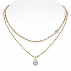 Pear Drop Bead Layer Necklace