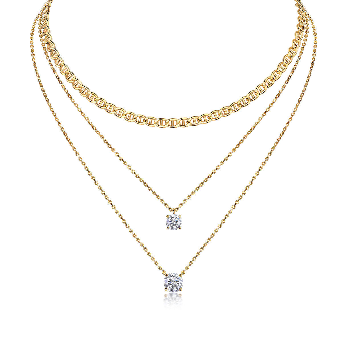 Anchor Twinkle Layer Necklace