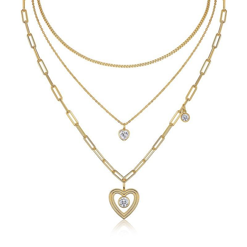Layered Heart Link Necklace