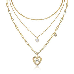 Layered Heart Link Necklace