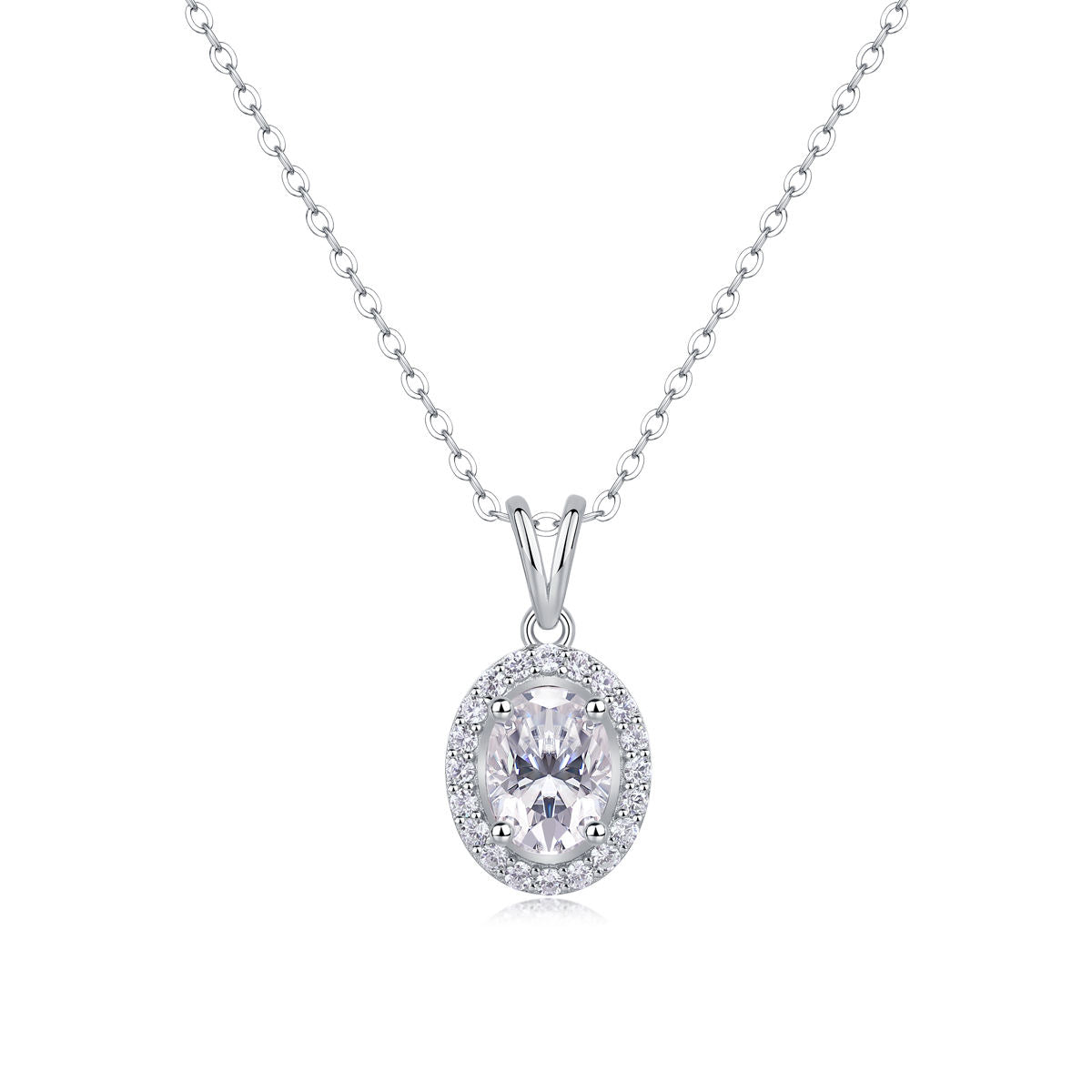 Oval Halo Whisper Necklace Stella Harte