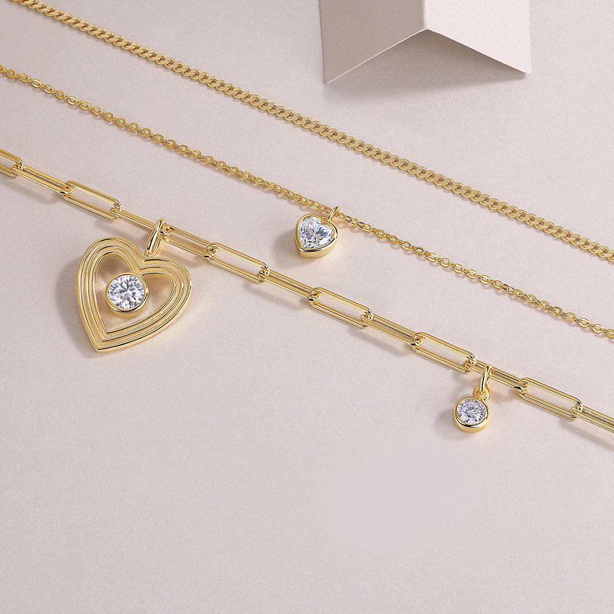 Layered Heart Link Necklace