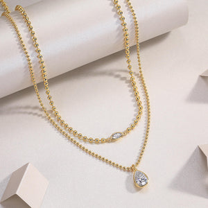 Pear Drop Bead Layer Necklace