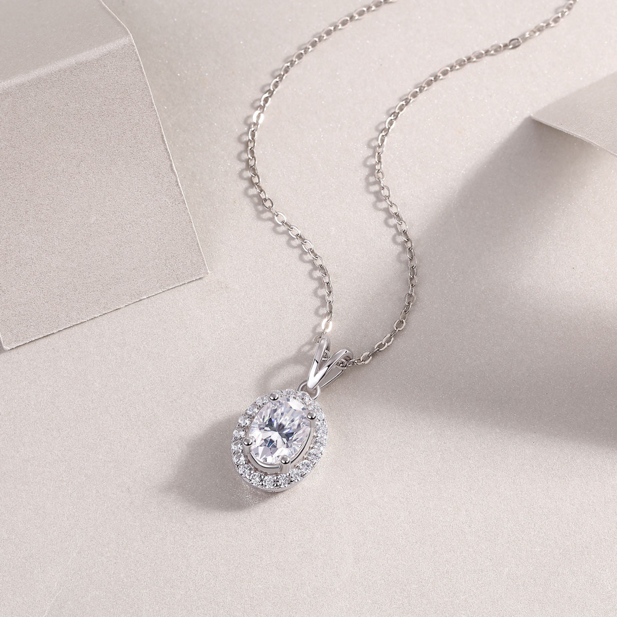 Oval Halo Whisper Necklace Stella Harte