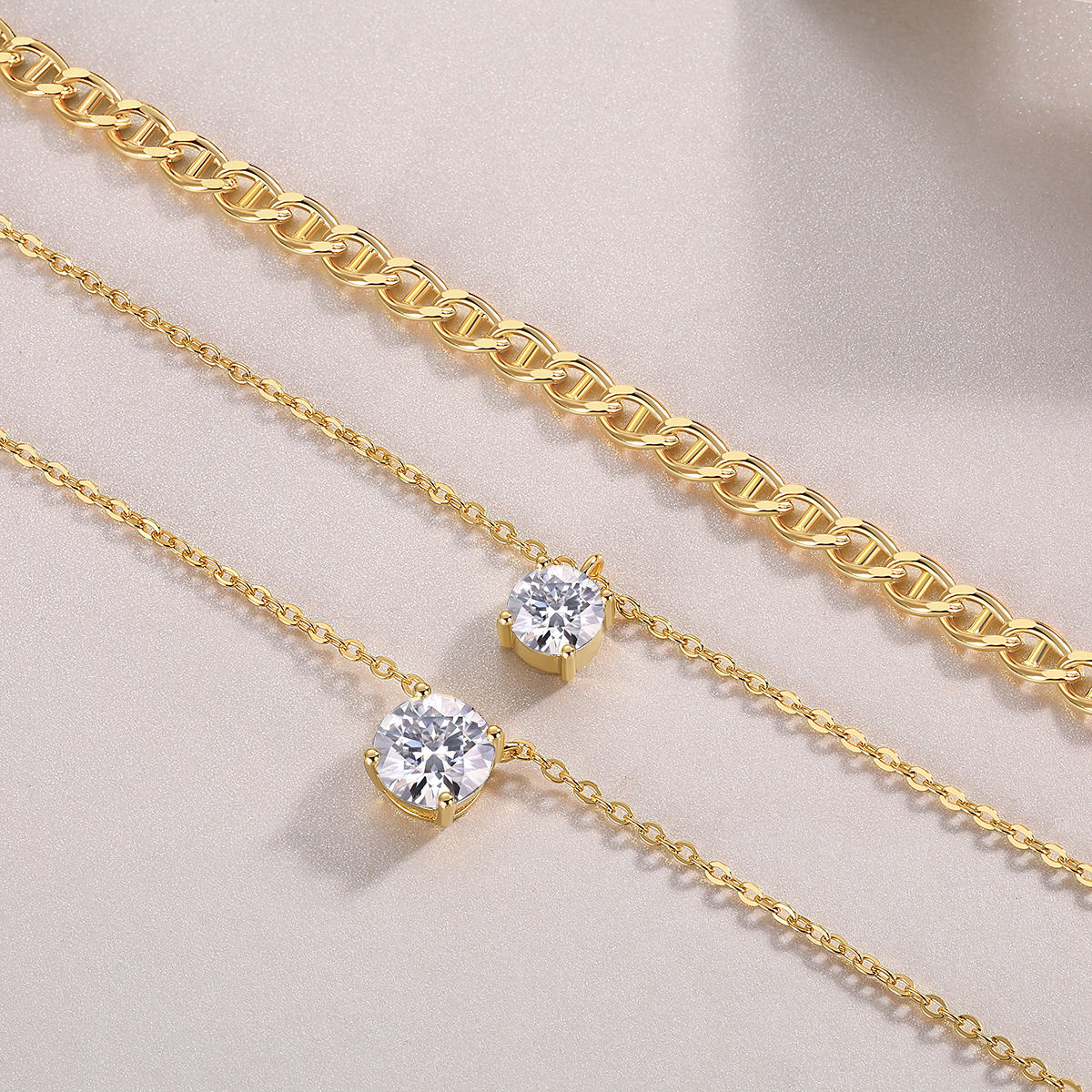 Anchor Twinkle Layer Necklace