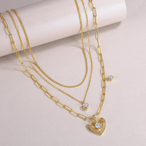 Layered Heart Link Necklace