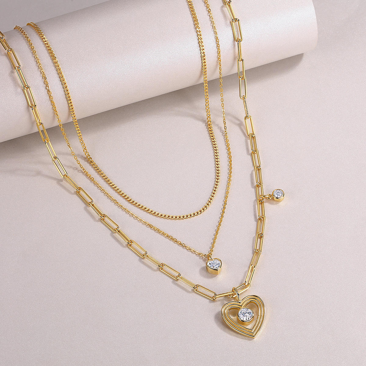 Layered Heart Link Necklace
