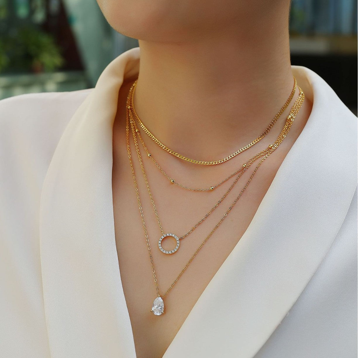Multi-Layer Pear Glow Necklace Stella Harte
