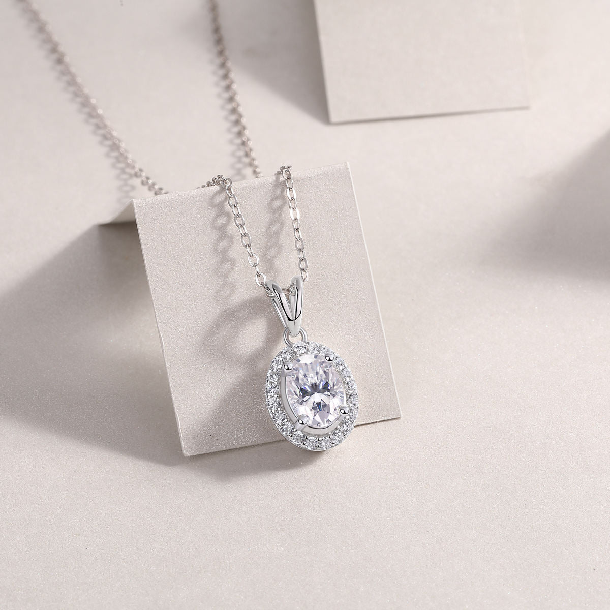 Oval Halo Whisper Necklace