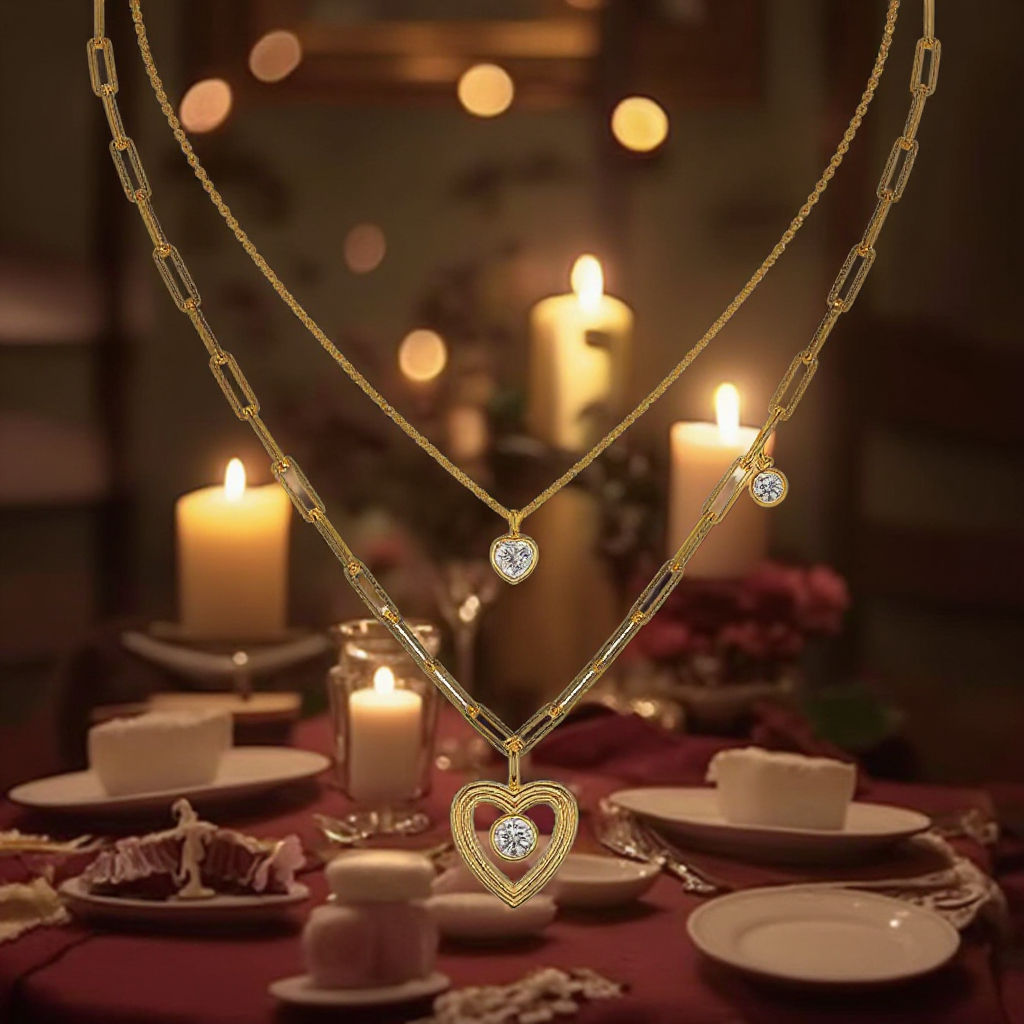 Layered Heart Link Necklace