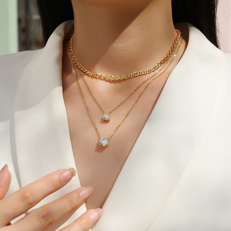 Anchor Twinkle Layer Necklace