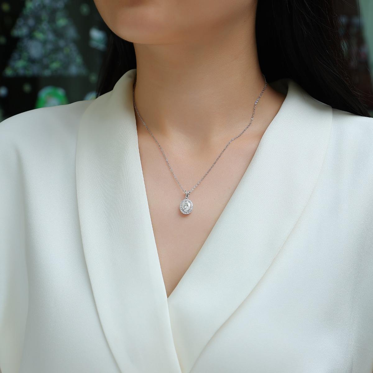Oval Halo Whisper Necklace