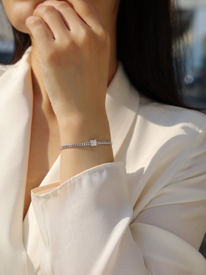 Square Sparkle Chain Bracelet