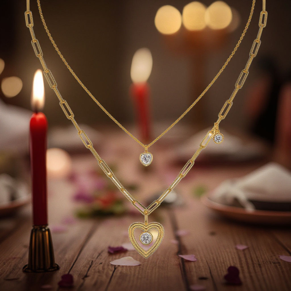 Layered Heart Link Necklace Stella Harte