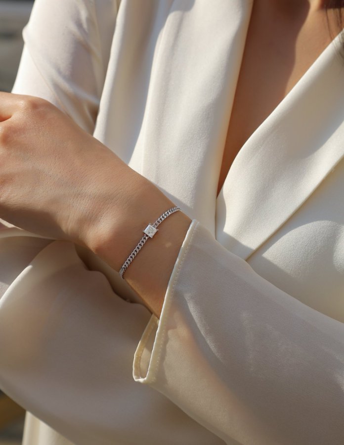 Square Sparkle Chain Bracelet