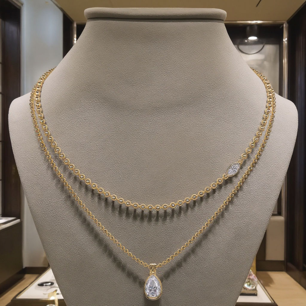 Pear Drop Bead Layer Necklace