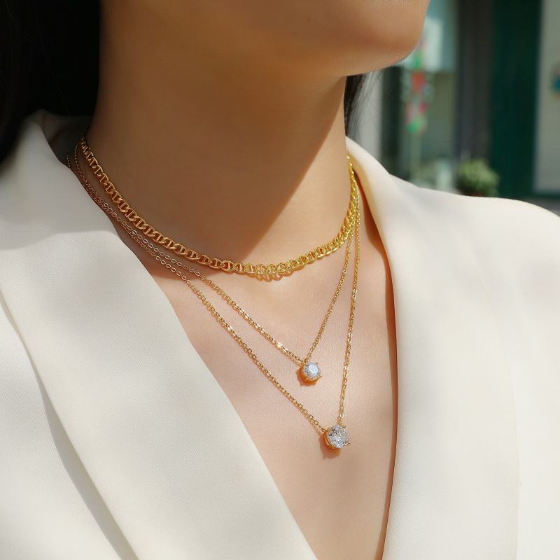 Anchor Twinkle Layer Necklace