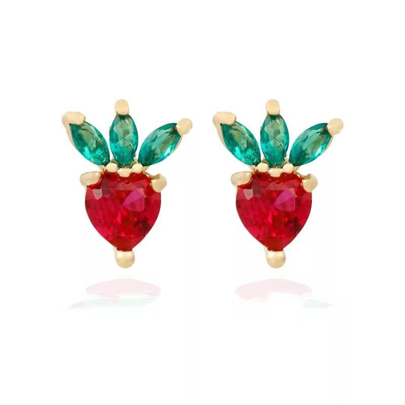 Strawberry Heart Stud Earrings