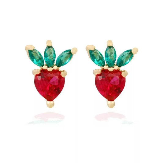 Strawberry Heart Stud Earrings